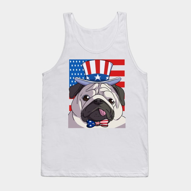 Pug 4th Of July American Flag Tank Top by Noseking